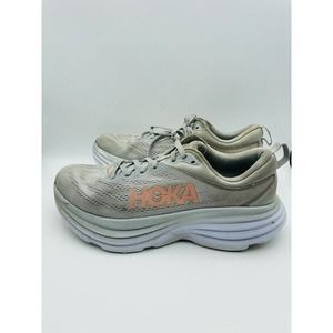 Hoka One One Bondi 8 Women's Gray Orange Running Shoes 1127952 MHLR Size 9B